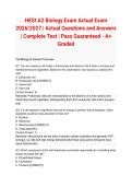 HESI A2 Biology Exam Actual Exam 2026&sol;2027 &vert; Actual Questions and Answers &vert; Complete Test &vert; Pass Guaranteed - A&plus; Graded