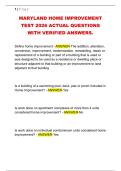 MARYLAND HOME IMPROVEMENT &NewLine;TEST 2026 ACTUAL QUESTIONS &NewLine;WITH VERIFIED ANSWERS&period; 
