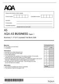 AQA AS BUSINESS Paper 1&NewLine;Business 1 &lpar;7131&sol;1&rpar; Updated Test Bank 2026