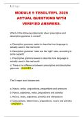 MODULE 5 TESOL&sol;TEFL 2026 &NewLine;ACTUAL QUESTIONS WITH &NewLine;VERIFIED ANSWERS&period; 