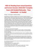 HESI A2 Reading Exam Actual Questions and Correct Answers 2026&sol;2027 Complete Exam with Detailed Rationales - Pass Guaranteed - A&plus; Graded