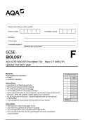 AQA GCSE BIOLOGY Foundation Tier Paper 1 F &lpar;8461&sol;1F&rpar;&NewLine;Updated Test Bank 2026&NewLine;