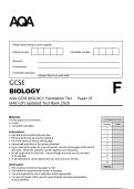 AQA GCSE BIOLOGY Foundation Tier Paper 2F&NewLine;&lpar;8461&sol;2F&rpar; Updated Test Bank 2026&NewLine;