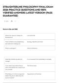 STRAIGHTERLINE PHILOSOPHY FINAL EXAM 2026 PRACTICE QUESTIONS AND 100&percnt; VERIFIED ANSWERS LATEST VERSION &lpar;PASS GUARANTEE&rpar;