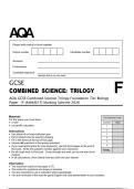 AQA GCSE Combined Science Trilogy Foundation Tier Biology&NewLine;Paper 1F &lpar;8464&sol;B&sol;1F&rpar; Marking Scheme 2026&NewLine;