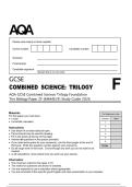 AQA GCSE Combined Science Trilogy Foundation&NewLine;Tier Biology Paper 2F &lpar;8464&sol;B&sol;2F&rpar; Study Guide 2026&NewLine;