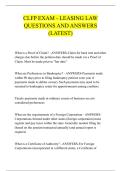 CLFP EXAM - LEASING LAW &NewLine;QUESTIONS AND ANSWERS &NewLine;&lpar;LATEST&rpar;