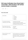 SDI Scuba Certification Exam Study Guide &vert; Actual 2026 &sol; 2027 Questions with Verified Answers Grade A&plus; Guarantee