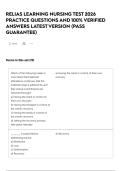 RELIAS LEARNING NURSING TEST 2026 PRACTICE QUESTIONS AND 100&percnt; VERIFIED ANSWERS LATEST VERSION &lpar;PASS GUARANTEE&rpar;