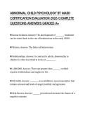 ABNORMAL CHILD PSYCHOLOGY BY MASH&NewLine;CERTIFICATION EVALUATION 2026 COMPLETE&NewLine;QUESTIONS ANSWERS GRADED A&plus;