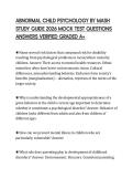 ABNORMAL CHILD PSYCHOLOGY BY MASH&NewLine;STUDY GUIDE 2026 MOCK TEST QUESTIONS&NewLine;ANSWERS VERIFIED GRADED A&plus;