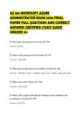 AZ 104 MICROSOFT AZURE&NewLine;ADMINISTRATOR EXAM 2026 FINAL&NewLine;PAPER FULL QUESTIONS AND CORRECT&NewLine;ANSWERS CERTIFIED STUDY GUIDE&NewLine;GRADED A&plus;