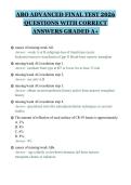 ABO ADVANCED FINAL TEST 2026&NewLine;QUESTIONS WITH CORRECT&NewLine;ANSWERS GRADED A&plus;