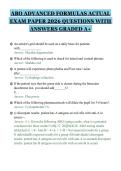 ABO ADVANCED FORMULAS ACTUAL&NewLine;EXAM PAPER 2026 QUESTIONS WITH&NewLine;ANSWERS GRADED A&plus;