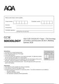 AQA GCSE SOCIOLOGY Paper 1 The Sociology&NewLine;of Families and Education &lpar;8192&sol;1&rpar; Marking&NewLine;Scheme 2026