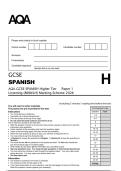 AQA GCSE SPANISH Higher Tier Paper 1&NewLine;Listening &lpar;8698&sol;LH&rpar; Marking Scheme 2026