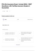 PSI Life Insurance Exam &vert; Actual 2026 &sol; 2027 Questions with Verified Answers Grade A&plus; Guarantee