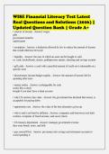 WISE Financial Literacy Test Latest&NewLine;Real Questions and Solutions &lpar;2026&rpar; &vert;&NewLine;Updated Question Bank &vert; Grade A&plus;