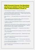 WISE Financial Literacy Test Questions&NewLine;and Answers &lpar;2026&rpar; &vert; Latest Test Bank&NewLine;with Verified Solutions &vert; Grade A&plus;