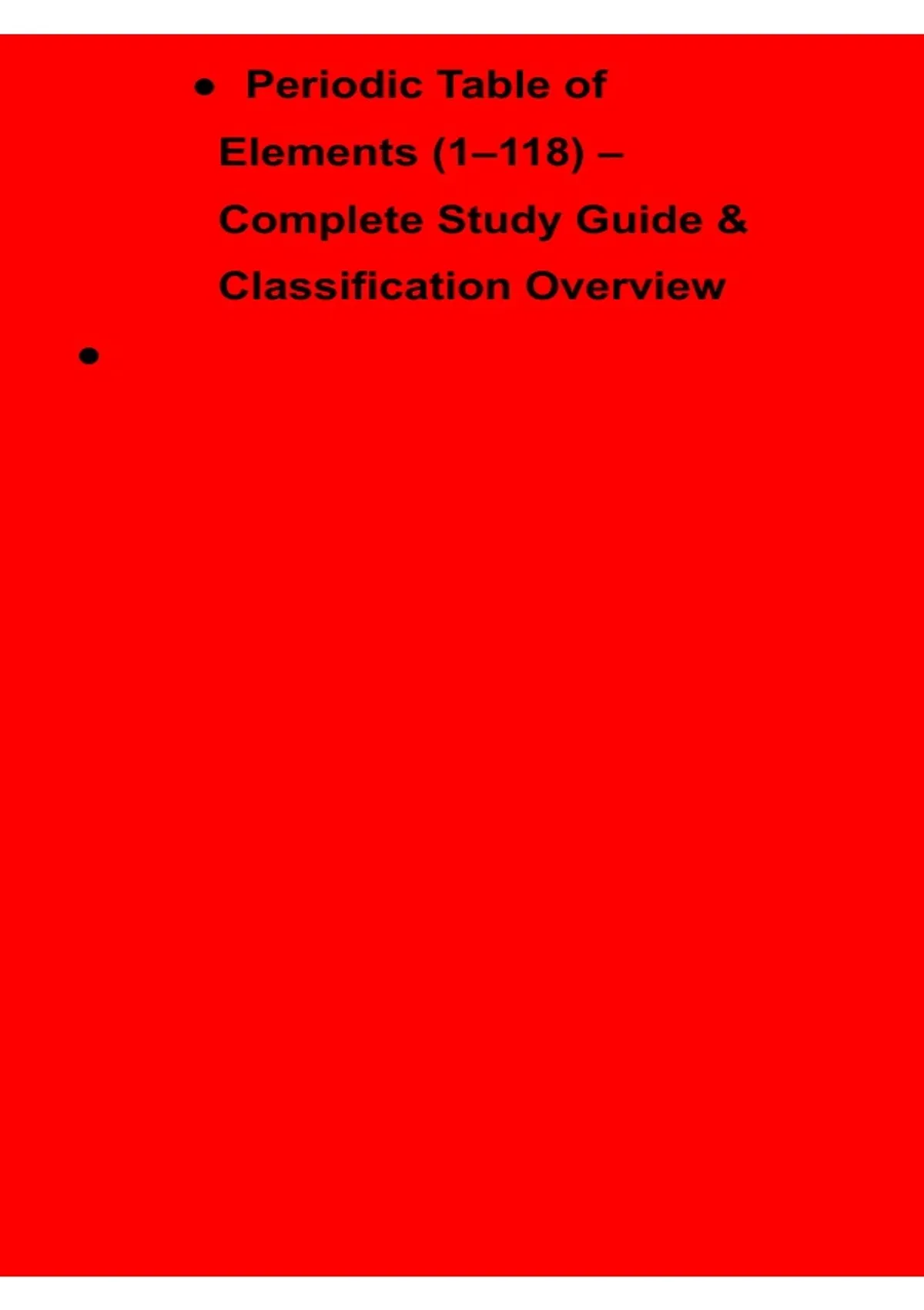 Periodic Table of Elements 1–118 Complete Study Guide & Classification ...