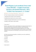 Dental Hygiene Local Anesthesia Exam Actual Exam 2026&sol;2027 &ndash; Complete Exam-Style Questions with Detailed Rationales &vert; 100&percnt; Verified &vert; Pass Guaranteed &ndash; A&plus; Graded&NewLine;&NewLine;