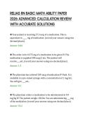 RELIAS RN BASIC MATH ABILITY PAPER&NewLine;2026 ADVANCED CALCULATION REVIEW&NewLine;WITH ACCURATE SOLUTIONS&NewLine;