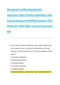 Maryland Certified Residential &NewLine;Appraiser Exam Practice Questions And &NewLine;Correct Answers &lpar;Verified Answers&rpar; Plus &NewLine;Rationale 2026 Q&A&vert; Instant Download &NewLine;Pdf 