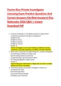 Puerto Rico Private Investigator &NewLine;Licensing Exam Practice Questions And &NewLine;Correct Answers &lpar;Verified Answers&rpar; Plus &NewLine;Rationales 2026 Q&A &vert; Instant &NewLine;Download Pdf 