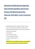 Maryland Certified General Appraiser &NewLine;Exam Practice Questions And Correct &NewLine;Answers &lpar;Verified Answers&rpar; Plus &NewLine;Rationale 2026 Q&A&vert; Instant Download &NewLine;Pdf 