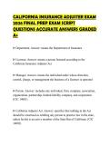 CALIFORNIA INSURANCE ADJUSTER EXAM&NewLine;2026 FINAL PREP EXAM SCRIPT&NewLine;QUESTIONS ACCURATE ANSWERS GRADED&NewLine;A&plus;