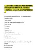 CALIFORNIA INSURANCE ADJUSTER EXAM&NewLine;2026 COMPREHENSIVE STUDY GUIDE&NewLine;QUESTIONS CORRECT ANSWERS VERIFIED&NewLine;A&plus;