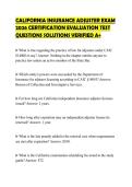 CALIFORNIA INSURANCE ADJUSTER EXAM&NewLine;2026 CERTIFICATION EVALUATION TEST&NewLine;QUESTIONS SOLUTIONS VERIFIED A&plus;