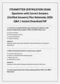STEAMFITTER CERTIFICATION EXAM Questions with Correct Answers &lpar;Verified Answers&rpar; Plus Rationales 2026 Q&A &vert; Instant Download Pdf