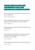 SAFE MLO EXAM 225 EXAM SCRIPT&NewLine;COMPREHENSIVE STUDY GUIDE&NewLine;QUESTIONS WITH ACCURATE SOLUTIONS&NewLine;