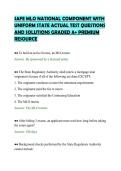 SAFE MLO NATIONAL COMPONENT WITH&NewLine;UNIFORM STATE ACTUAL TEST QUESTIONS&NewLine;AND SOLUTIONS GRADED A&plus; PREMIUM&NewLine;RESOURCE&NewLine;