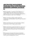 ARE PRACTICE MANAGEMENT&NewLine;EXAM 2026 FINAL PAPER PRACTICE&NewLine;QUESTIONS ANSWERS ACCURATE&NewLine;A&plus; 