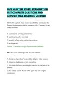 SAFE MLO TEST ETHICS EXAMINATION&NewLine;TEST COMPLETE QUESTIONS AND&NewLine;ANSWERS FULL SOLUTION VERIFIED&NewLine;