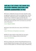 SAFE MLO TEST ETHICS TEST BANK FULL&NewLine;SOLUTION VERIFIED QUESTIONS AND&NewLine;ANSWERS GUARANTEED TO PASS&NewLine;