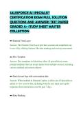 SALESFORCE AI SPECIALIST&NewLine;CERTIFICATION EXAM FULL SOLUTION&NewLine;QUESTIONS AND ANSWERS TEST PAPER&NewLine;GRADED A&plus; STUDY SHEET MASTER&NewLine;COLLECTION&NewLine;