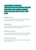 SALESFORCE AI SPECIALIST&NewLine;CERTIFICATION EXAM REVIEW UPDATED&NewLine;QUESTIONS AND CORRECT ANSWERS&NewLine;PRACTICE EXAM SCRIPT FINAL STUDY&NewLine;PACK&NewLine;