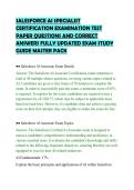 SALESFORCE AI SPECIALIST&NewLine;CERTIFICATION EXAMINATION TEST&NewLine;PAPER QUESTIONS AND CORRECT&NewLine;ANSWERS FULLY UPDATED EXAM STUDY&NewLine;GUIDE MASTER PACK