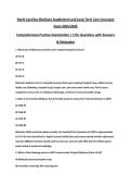 North Carolina Medicare Supplement and Long-Term Care Insurance&NewLine;Exam 2025&sol;2026&NewLine;Comprehensive Practice Examination &vert; 170&plus; Questions with Answers&NewLine;& Rationales