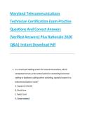 Maryland Telecommunications &NewLine;Technician Certification Exam Practice &NewLine;Questions And Correct Answers &NewLine;&lpar;Verified Answers&rpar; Plus Rationale 2026 &NewLine;Q&A&vert; Instant Download Pdf 