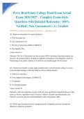 Perry Real Estate College Final Exam Actual Exam 2026&sol;2027 &ndash; Complete Exam-Style Questions with Detailed Rationales &vert; 100&percnt; Verified &vert; Pass Guaranteed &ndash; A&plus; Graded&NewLine;&NewLine;