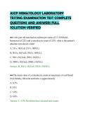 ASCP HEMATOLOGY LABORATORY&NewLine;TESTING EXAMINATION TEST COMPLETE&NewLine;QUESTIONS AND ANSWERS FULL&NewLine;SOLUTION VERIFIED