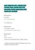 ASCP HEMATOLOGY LABORATORY&NewLine;TESTING FINAL PAPER PRACTICE&NewLine;SOLUTION TESTED QUESTIONS WITH&NewLine;COMPLETE ANSWERS&NewLine;