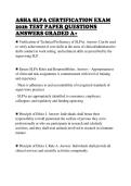 ASHA SLPA CERTIFICATION EXAM&NewLine;2026 TEST PAPER QUESTIONS&NewLine;ANSWERS GRADED A&plus;&NewLine;