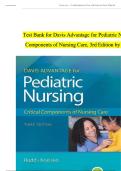 Test Bank for Davis Advantage for Pediatric Nursing Critical Components of Nursing Care&comma; 3rd Edition by Kathryn Rudd &vert; 9781719645706 &vert; All Chapters with Answers and Rationals