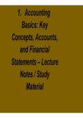 Accounting Basics Key Concepts Accounts and Financial Statements Lecture Notes Study Material 2025&sol; 2026