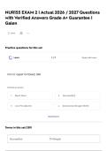 NUR155 EXAM 2 &vert; Actual 2026 &sol; 2027 Questions with Verified Answers Grade A&plus; Guarantee &vert; Galen